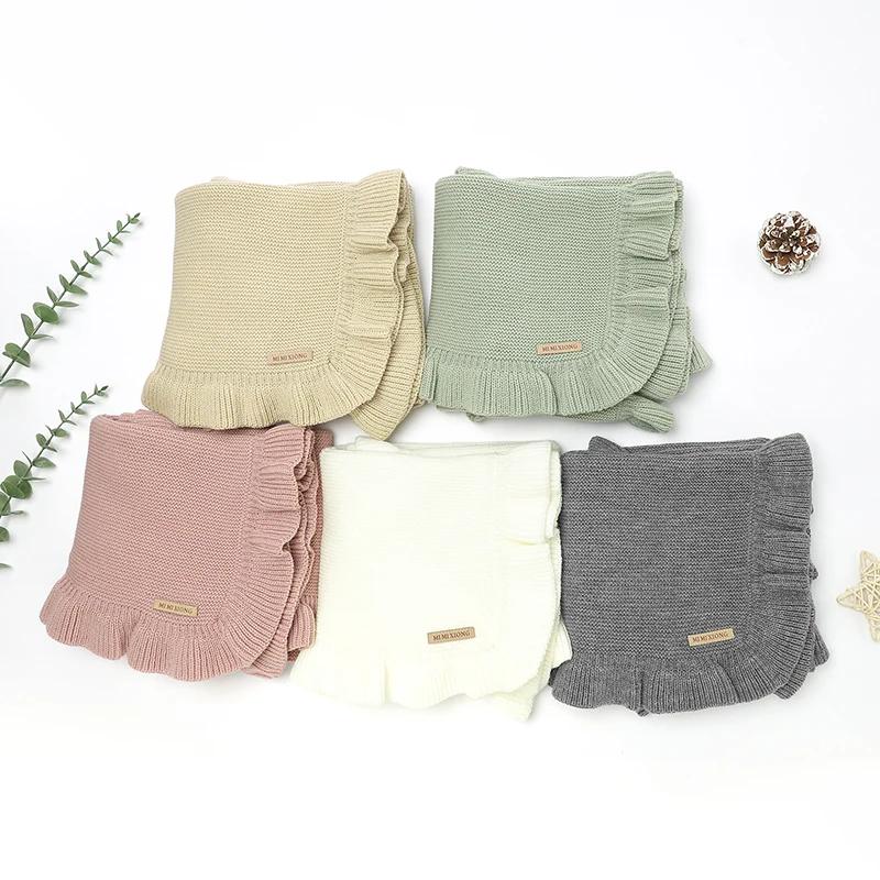 Couvertures tricotées pour bébé garçon, literie de berceau, couette à carreaux pour filles, 90x70cm,