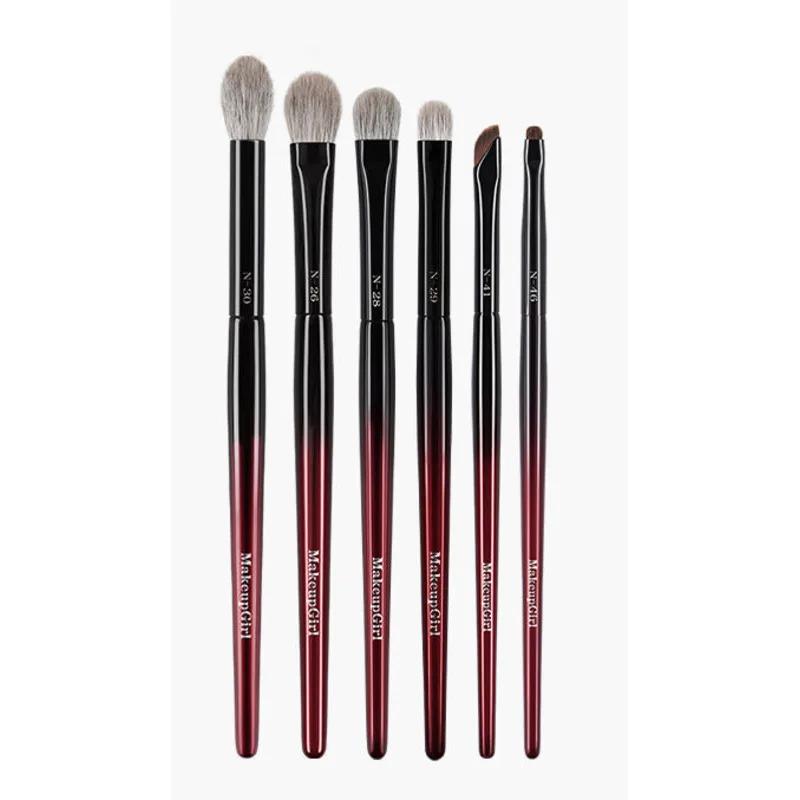 Charmant dame rouge glaçure fard à paupières ensemble de pinceaux détails mélange Eyeliner brosse An