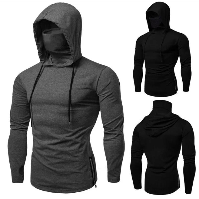Sweat à capuche fin pour hommes, avec masque, épissure décontractée, grand masque, pour cyclisme, mo