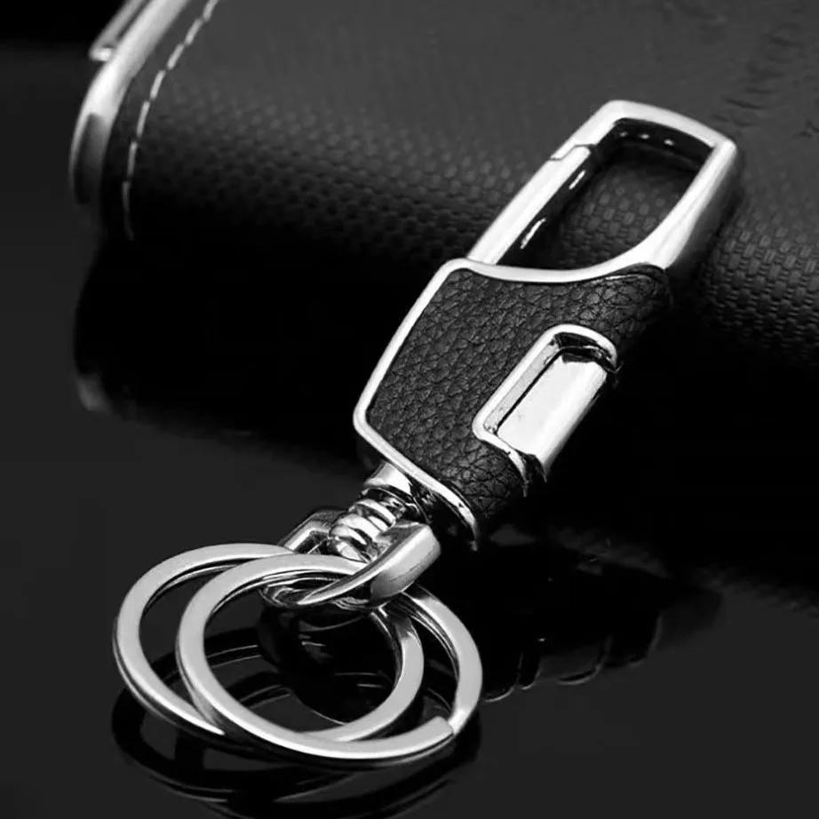 Porte-clés en métal à double anneau, simple et élégant. Texture épaisse et substantielle, anti-perte