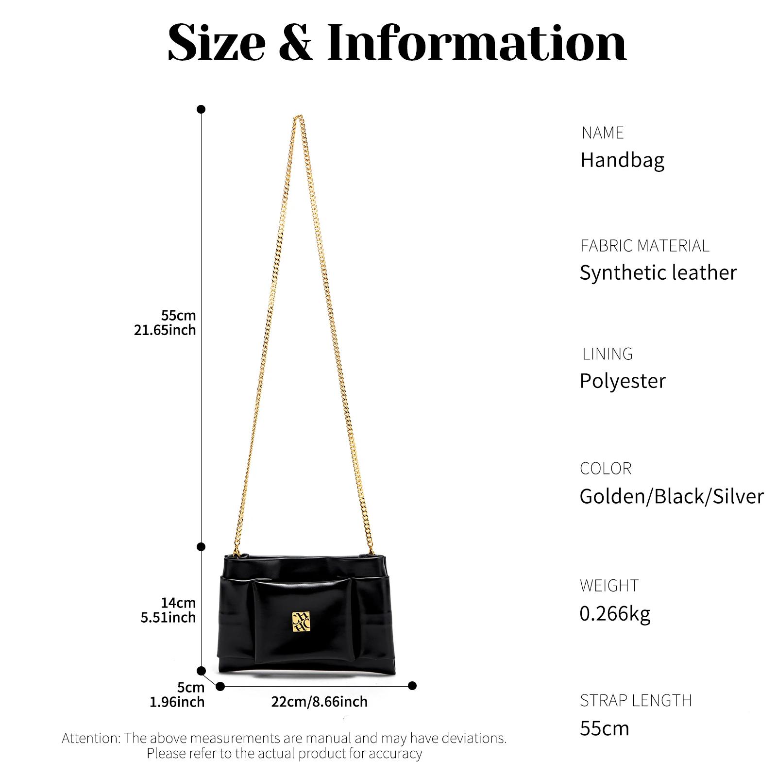 CHCH sac à bandoulière pour femme nouveau Simple noir détachable double usage chaîne sac portefeuill
