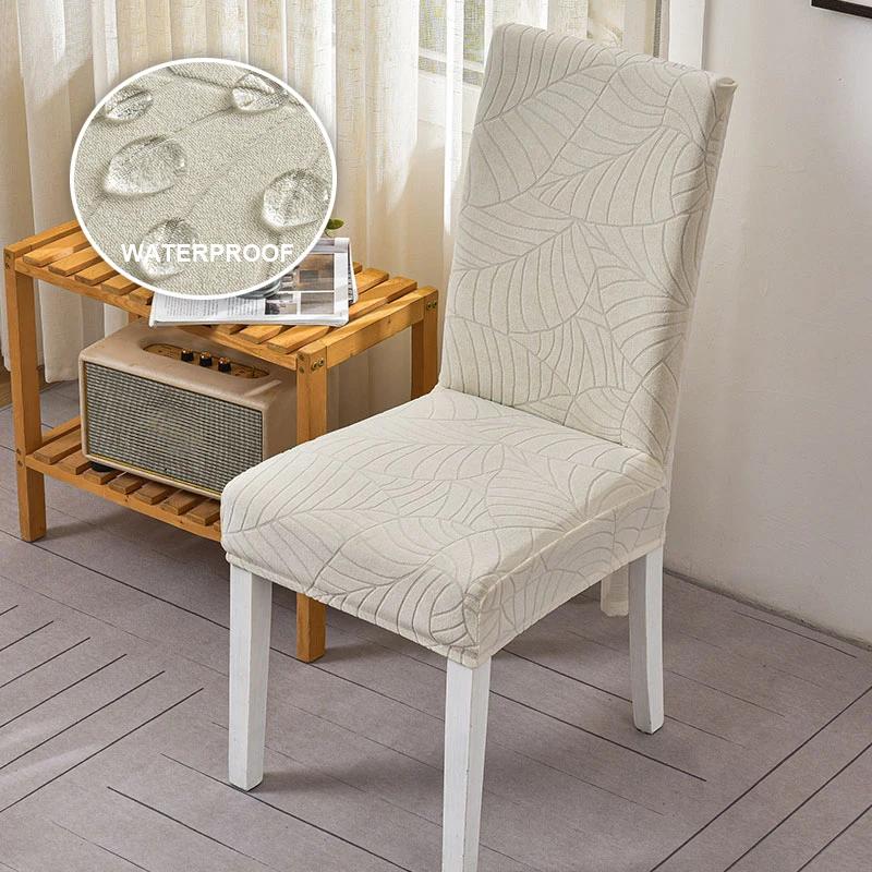 Housse de chaise Jacquard imperméable, extensible, protection de chaise de salle à manger, pour cuis