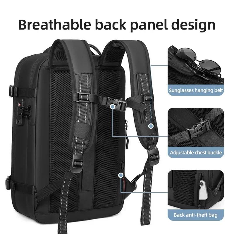 Sac à dos de voyage pour hommes sac à dos pour ordinateur portable à compression sous vide 17 pouces