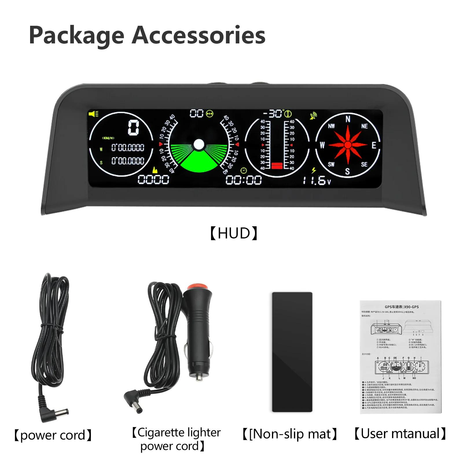 X90 GPS vitesse PMH KMH compteur de pente intelligent inclinomètre boussole de voiture HUD pas d'inc