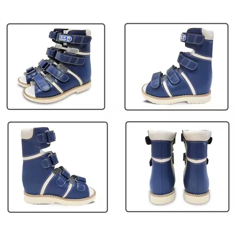 Ortoluckland enfants sandales hautes garçons chaussures orthopédiques en cuir pour enfants pied de c