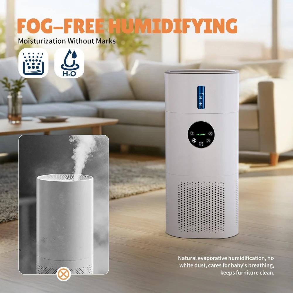 Purificateur d'air et humidificateur ROUNY, appareil multifonction 2 en 1, désodorisant et humidific