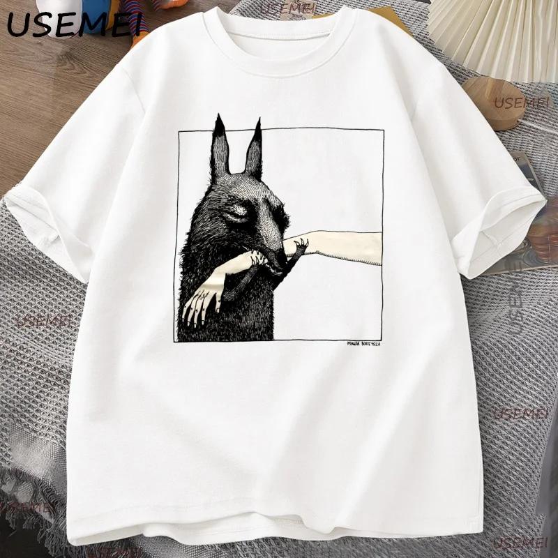 Créature drôle morsure main t-shirt amoureux des animaux t-shirt col rond coton à manches courtes t-