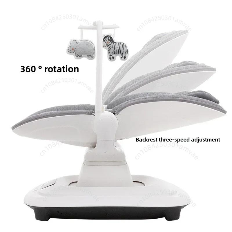 Chaise apaisante électrique pour bébé, chaise à bascule de luxe connectable à l'application 360 °   