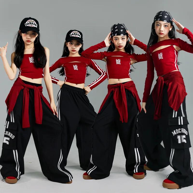 Costume de spectacle de danse Jazz pour filles, Costume d'entraînement Hip-hop rouge, Costume de pho