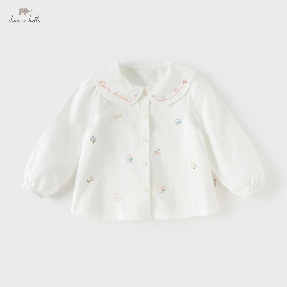 Dave Bella enfants coton chemise automne printemps manches longues filles blouse décontractée élégan