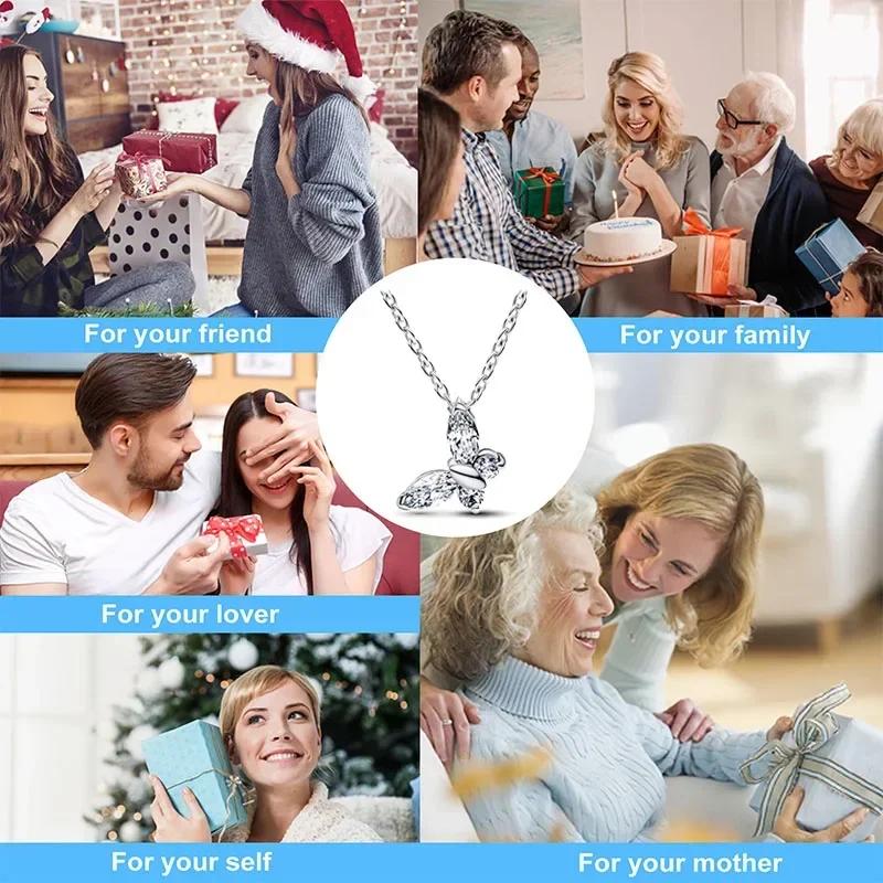 Collier en argent Sterling 925 pour femmes, breloque éblouissante et exquise, cadeau de fête d'anniv