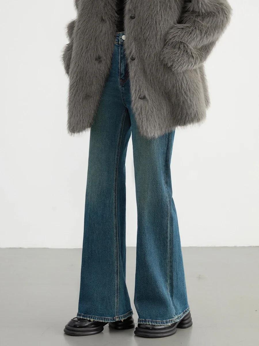 CHIC VEN-Jean évasé taille haute pour femme, pantalon en denim, pantalon en fer à cheval, micro élas
