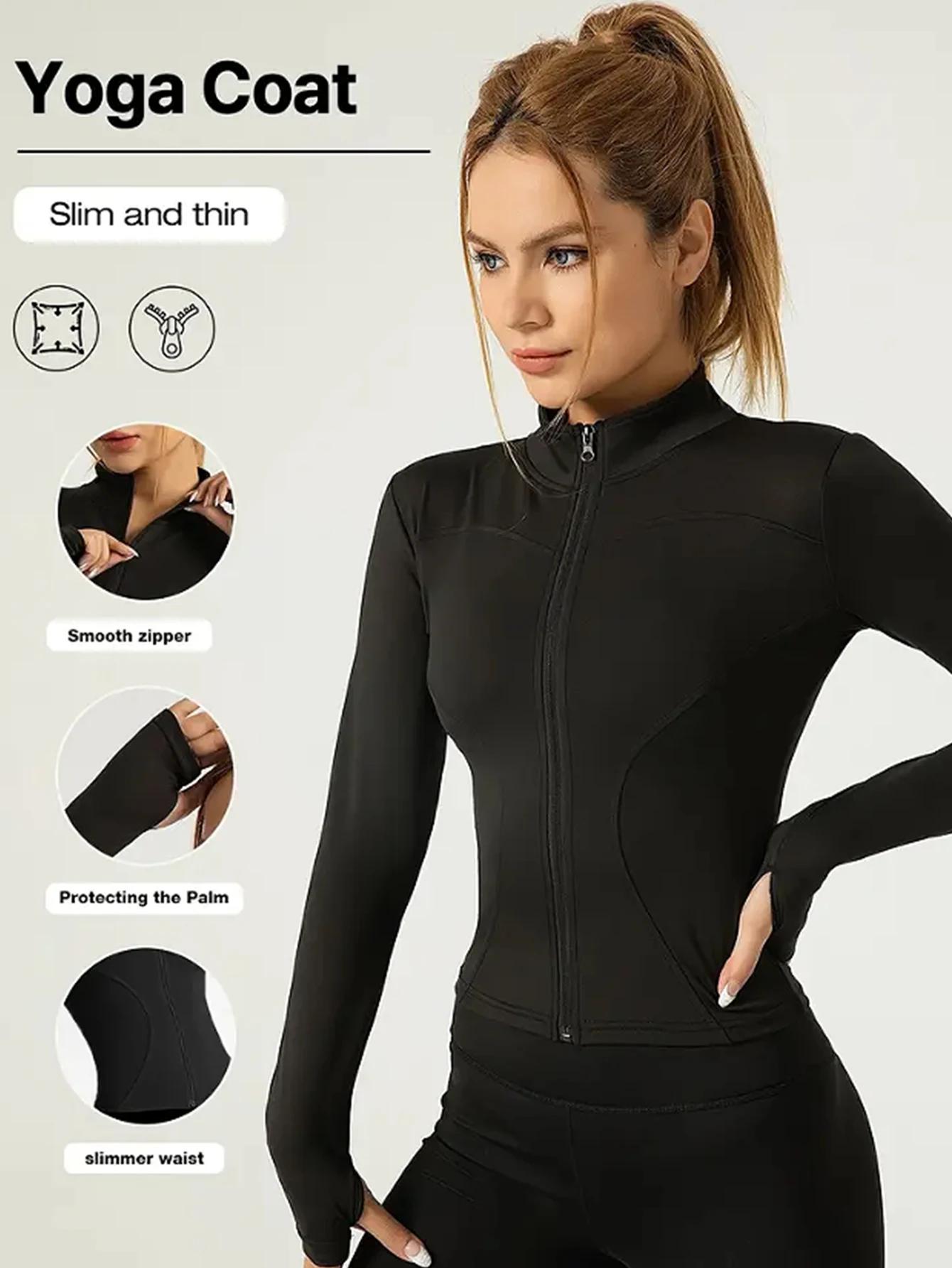 Vêtements de fitness à manches longues pour femmes, veste de sport amincissante à col montant pour c