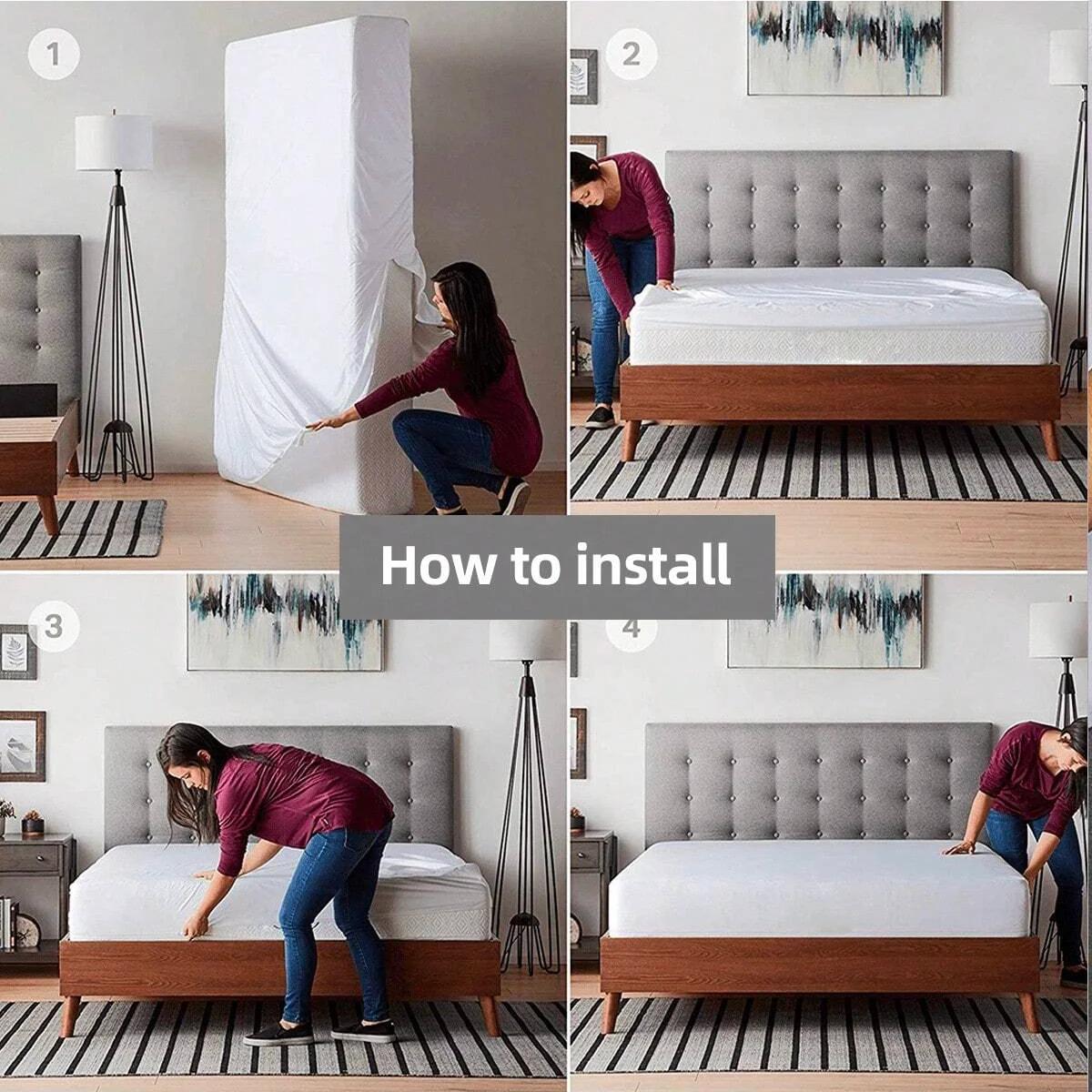 Protecteur de matelas imperméable avec fermeture éclair, housse de matelas douce, respirante et sile