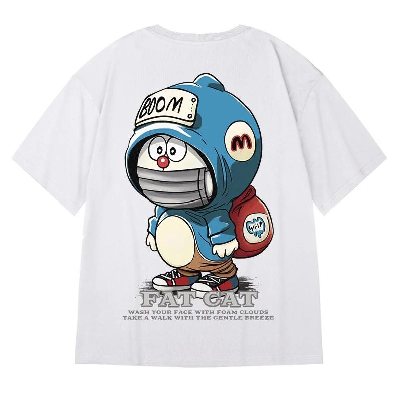 M-8XL hommes T-Shirt surdimensionné ample mode américaine Vintage masque Kitty imprimé T-Shirt Simpl
