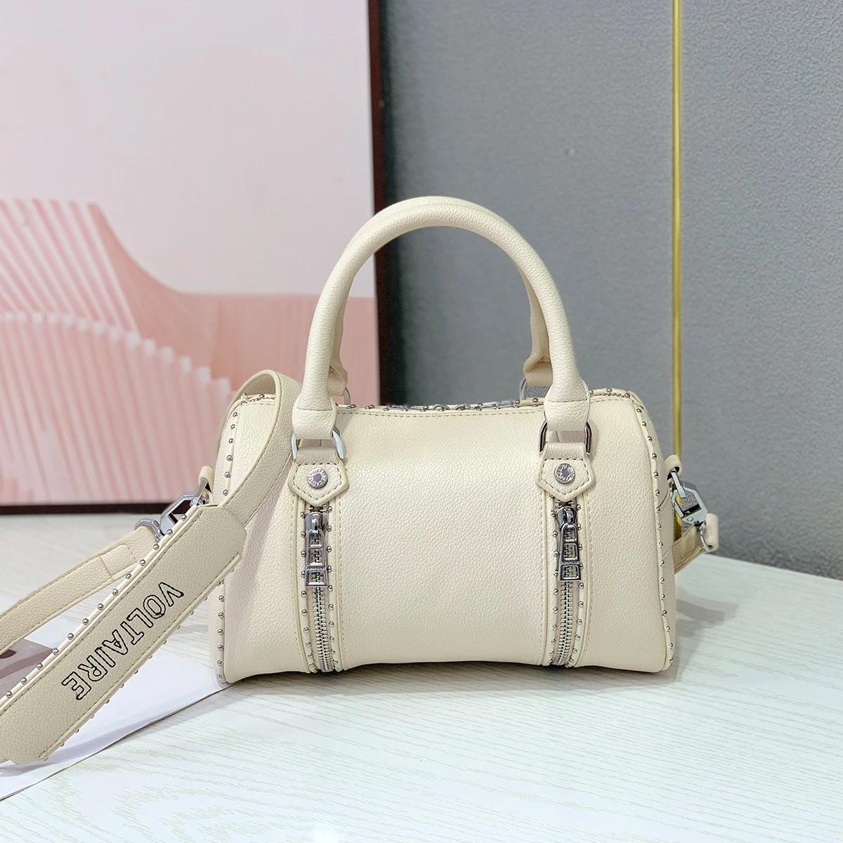Nouveau style 2026 Sac Boston ZV pour femme - Sac bandoulière à poignée cloutée - Sac oreiller - Ave