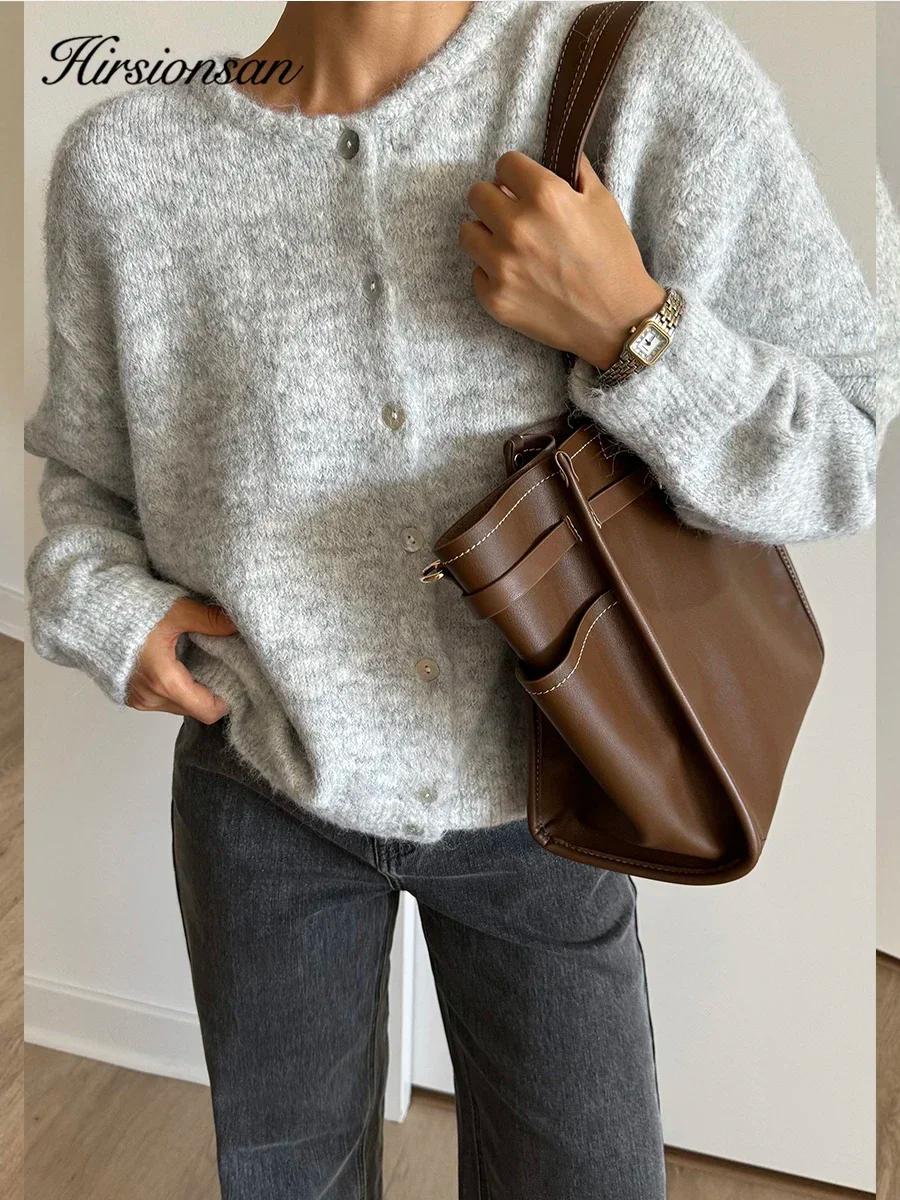Hirsionsan élégant à manches longues pull femmes 2024 nouveau simple boutonnage femme Cardigan décon