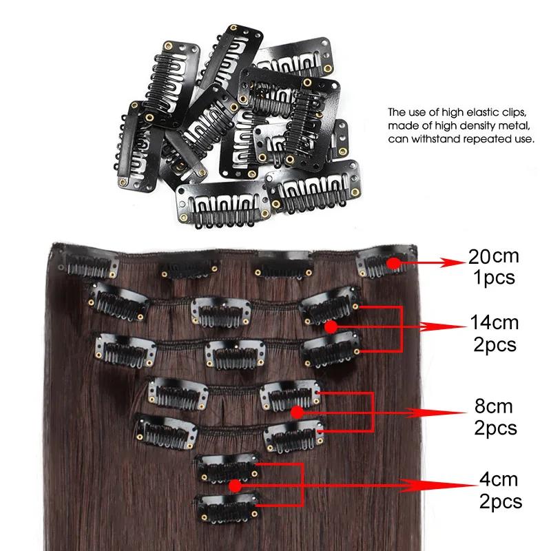 WIGSIN 24 pouces synthétique 7 pièces/ensemble Extension de cheveux longs raides 16Clips coiffure no