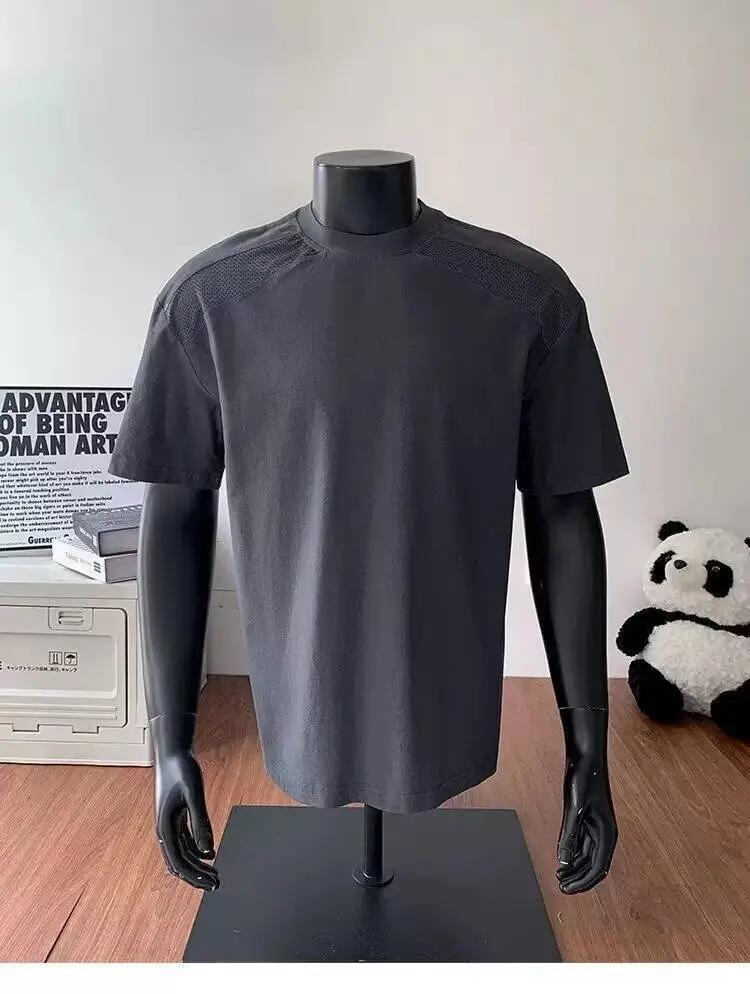 Style américain cleanfit épaule coupe déconstruction T-shirt à manches courtes hommes et femmes à la