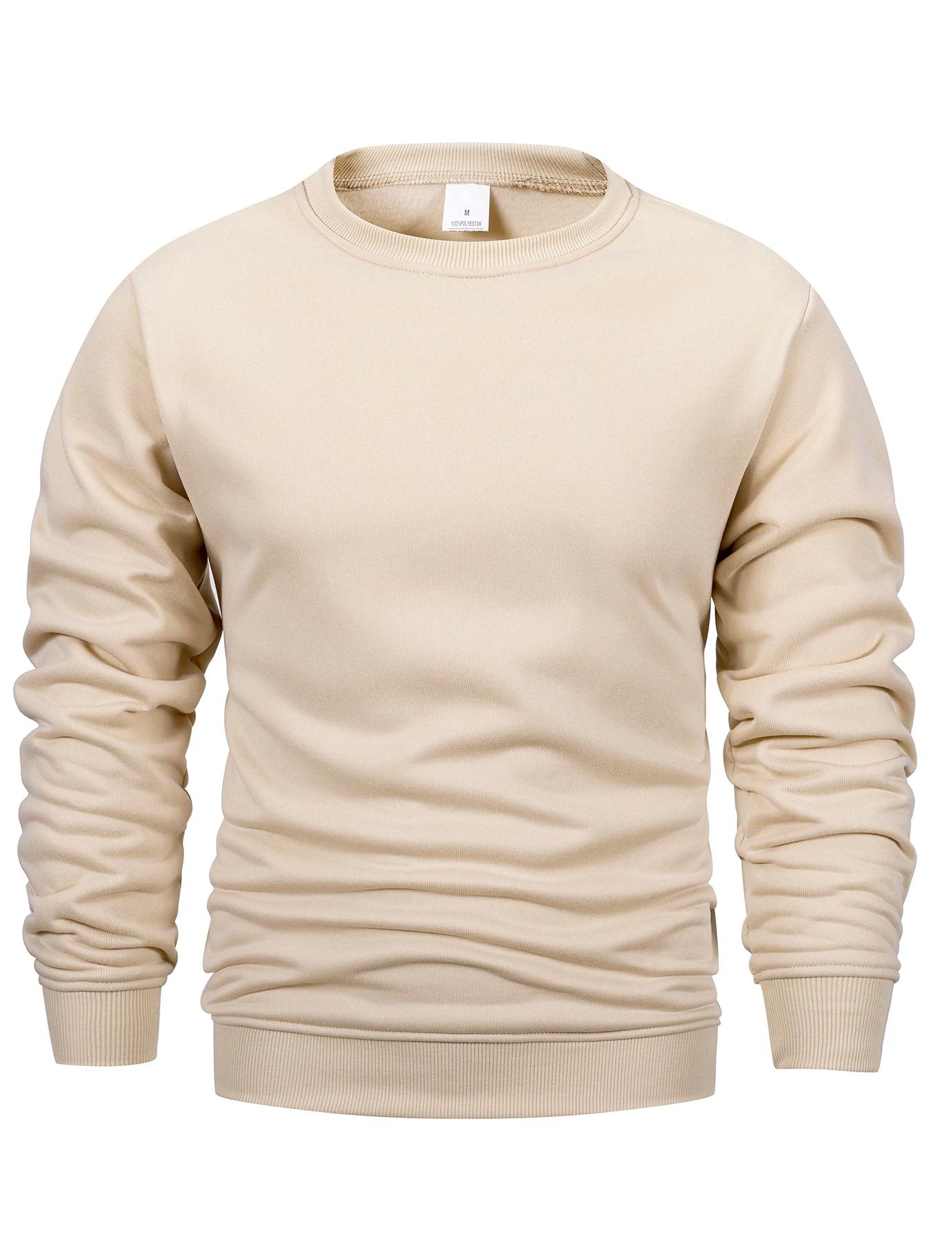 Sweat-shirt à col rond pour hommes, couleur unie, printemps, extérieur, décontracté, quotidien, manc