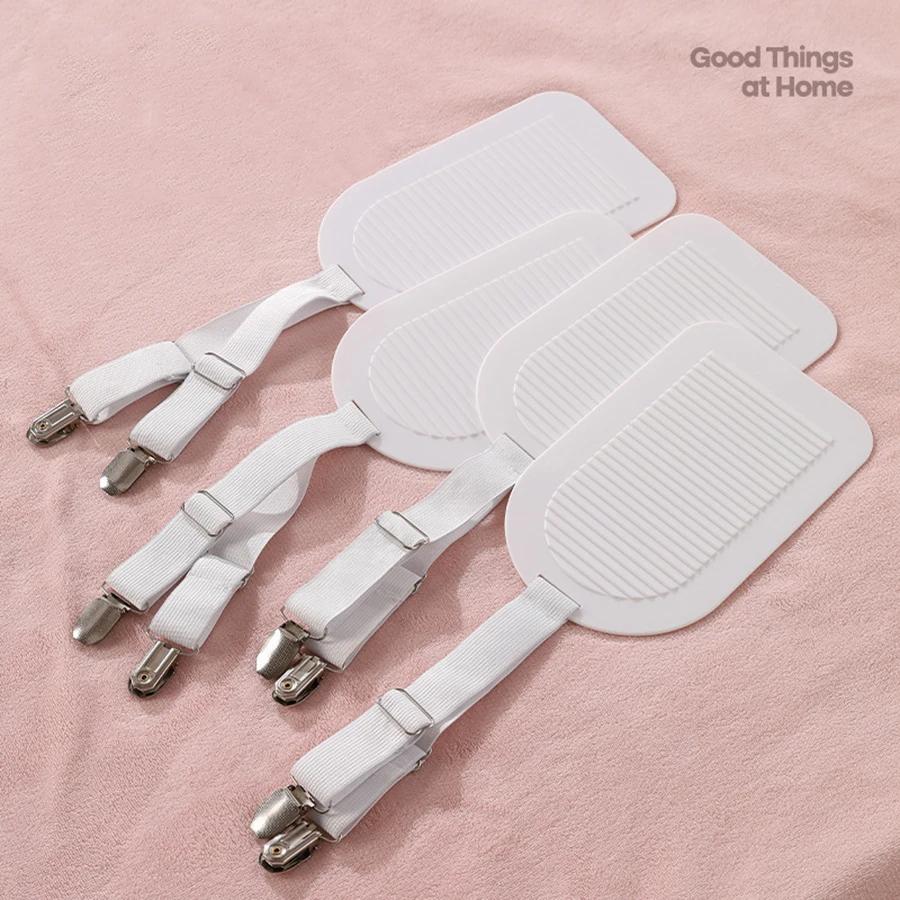 Clips pour drap de lit, sangles de support de drap de lit réglables, ensemble de 4 Clips de literie 