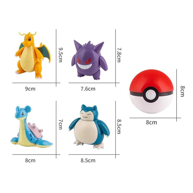Jouets figurines Pokémon, modèle de balle, Pokeball, Pikachu, Gengar, Dragonite, Sicilax