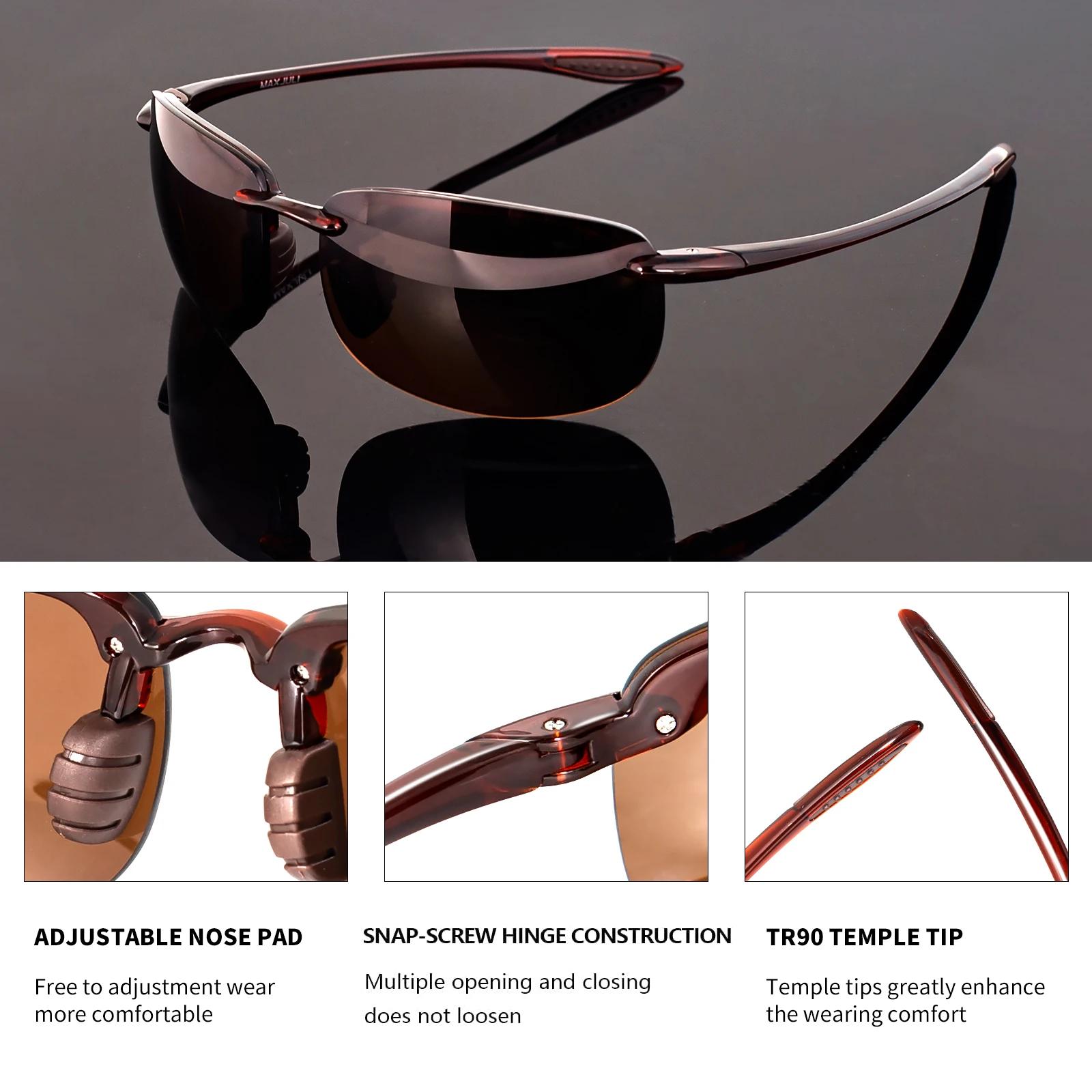 MAXJULI lunettes de soleil polarisées Sport mode pour hommes femmes TR90 cadre elliptique sans montu