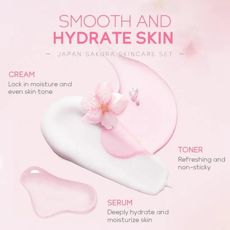 Sakura-Ensemble de soins de la peau pour femmes et filles, kit de nettoyage en profondeur, hydratant