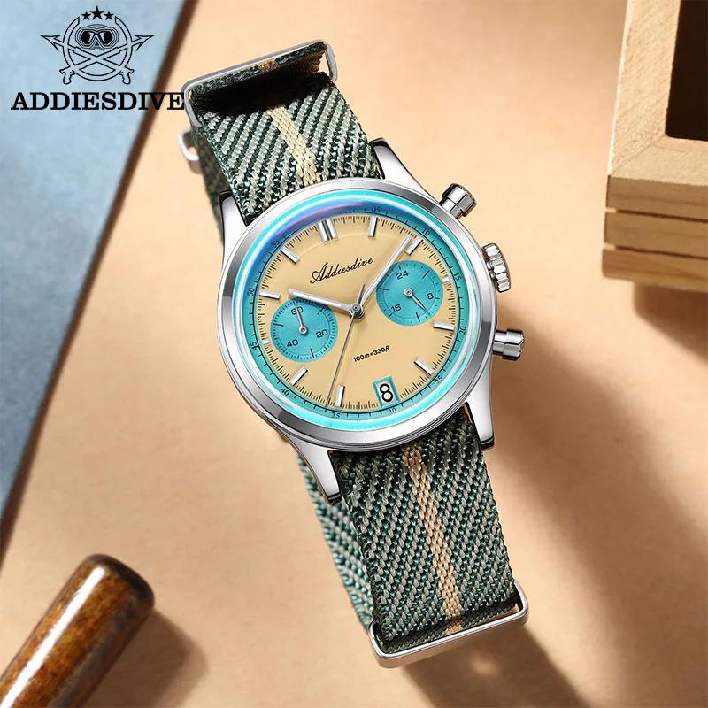 ADDIESDIVE Top marque homme montre BGW9 Super lumineux 10Bar étanche bulle miroir verre VK64 chronog