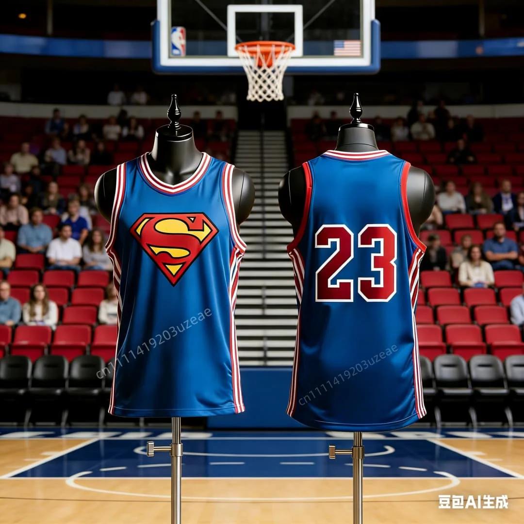 Maillot de basket Superman 23 pour homme, débardeur de sport sans manches en maille respirante, stre