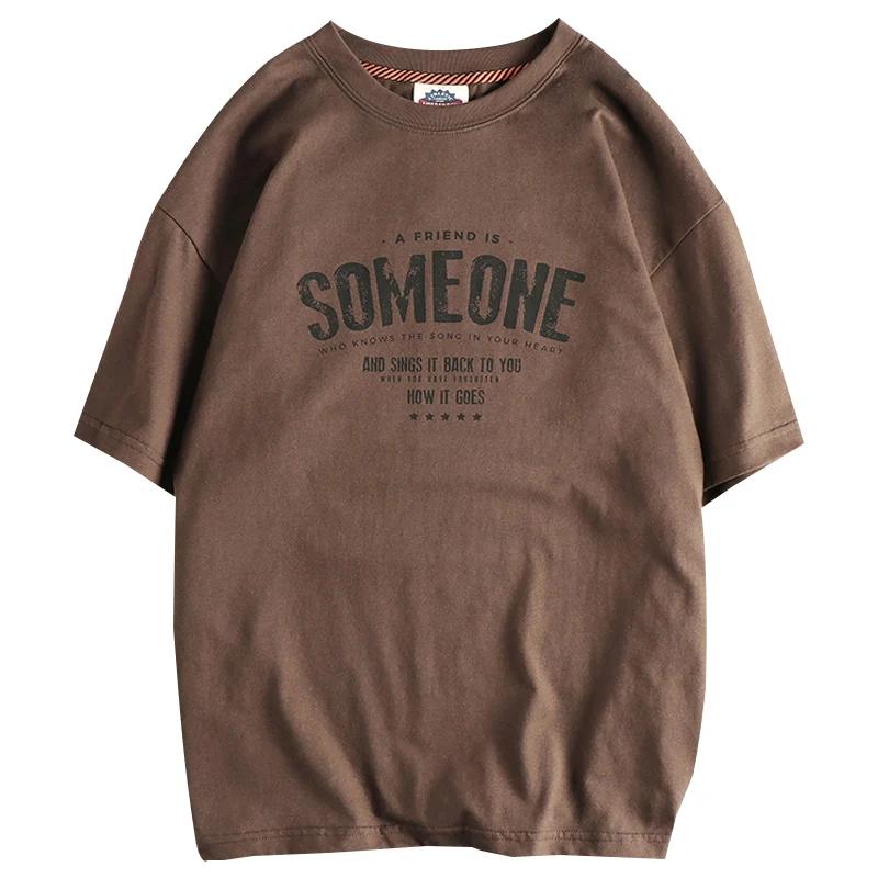 T-shirt à Manches Courtes et Col Rond pour Homme, Style Rétro Américain, Lettres Imprimées, Simple, 