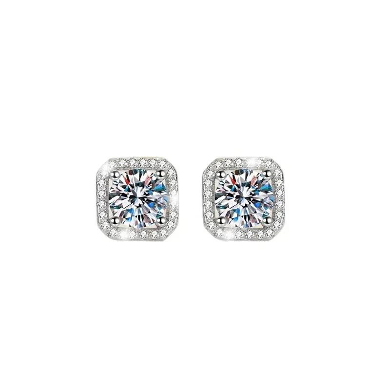 DISINIYA – boucles d'oreilles couleur Mosonite, sac carré, bijoux de mariage, fête simple et à la mo