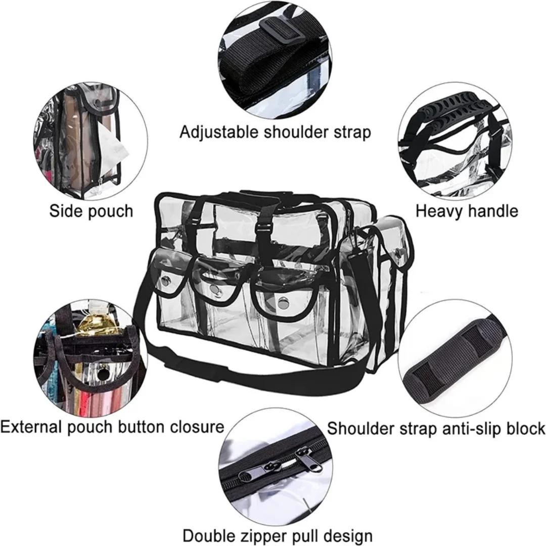Sac de voyage transparent et étanche pour salon de coiffure, maquillage, outils de bain, accessoires