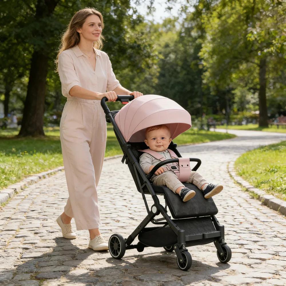 Poussette pliable légère - 6 mois à 4 ans - 360 °   Roues pivotantes - Ultralégères - Dossier réglab