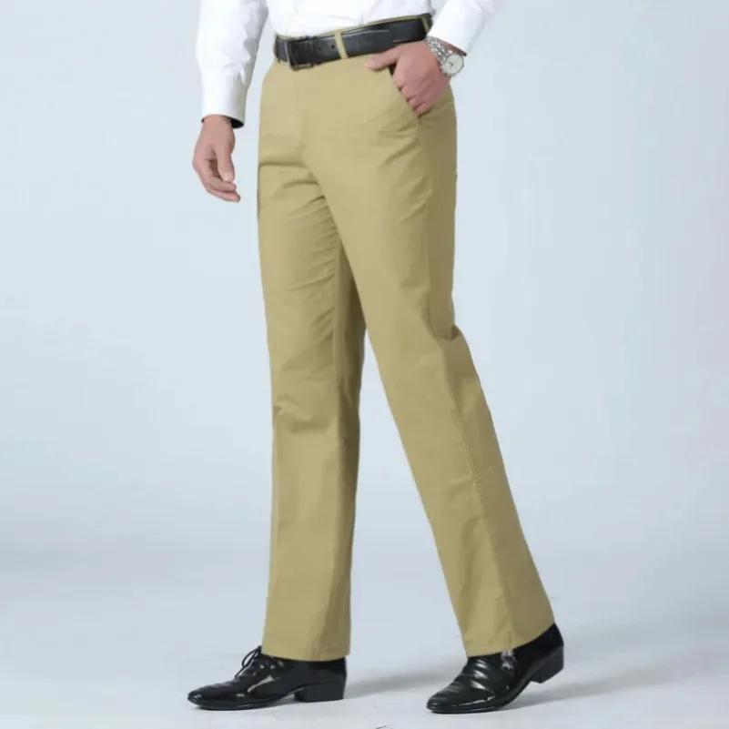 Pantalon de costume pour homme, fin pour l'été, épais pour l'automne, 100% coton, classique, mode bu
