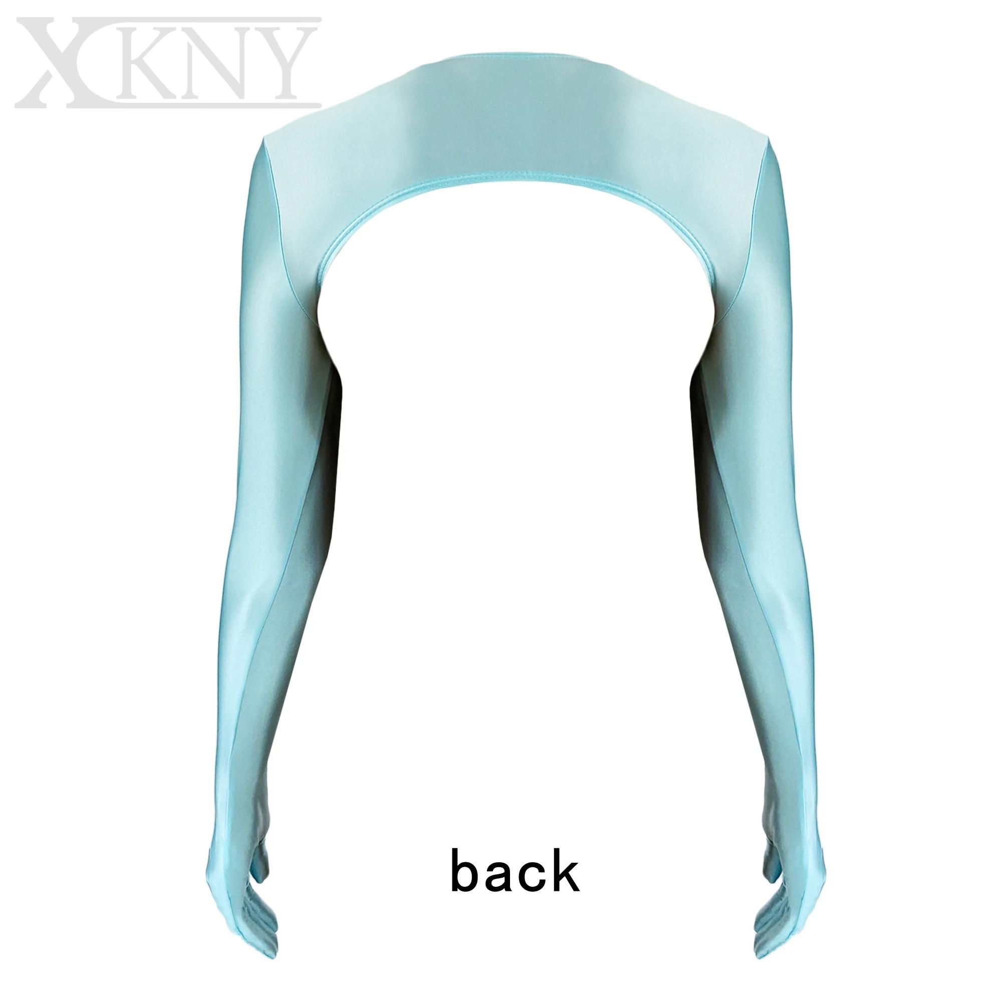 Gants ajustés en satin brillant XClocKNYoung, à manches longues, pour le yoga, les loisirs, la plage