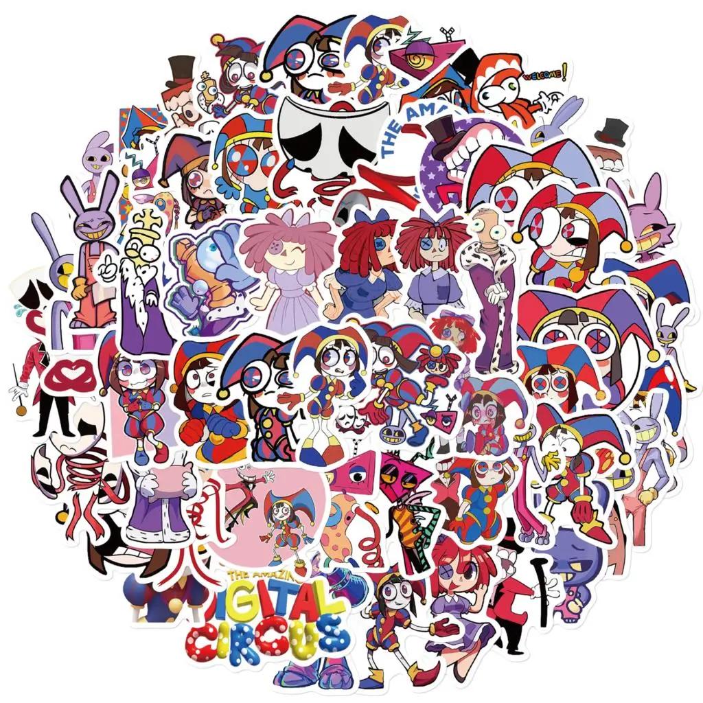 50 pièces mignon l'incroyable cirque numérique autocollants Kawaii dessin animé décalcomanies ordina