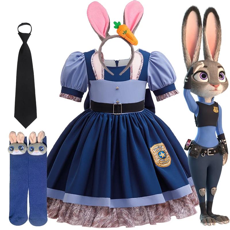 Robe de policier Judy Bunny pour filles, Costume de lapin Disney Zootopia 2 pour enfants, robe de Co