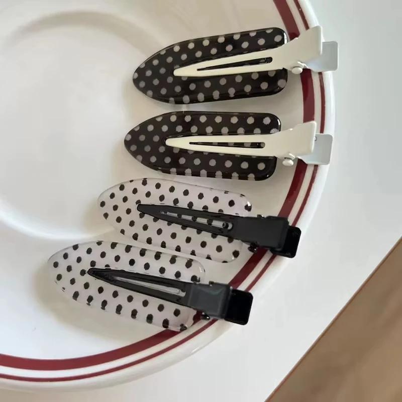 Barrettes à cheveux en acrylique à pois noirs et blancs, minimalistes, maintien sûr, adaptées à un u