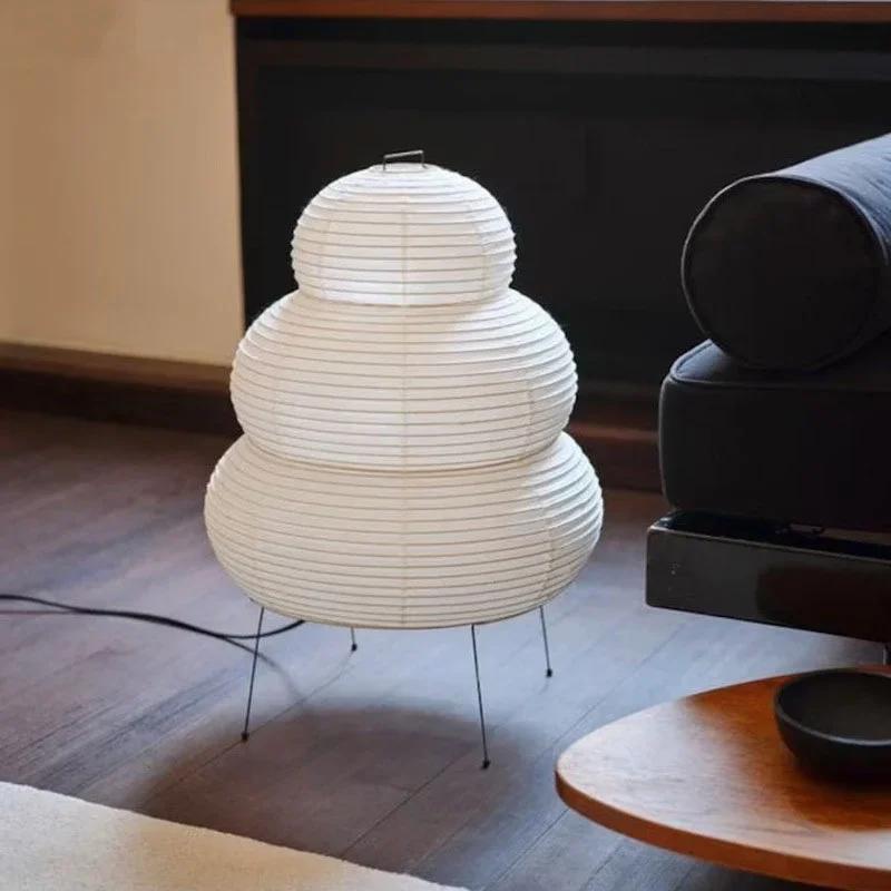 Lampe de Table Blanche en Papier de Riz au Design Japonais, Luminaire Décoratif d'Nik, Idéal pour un