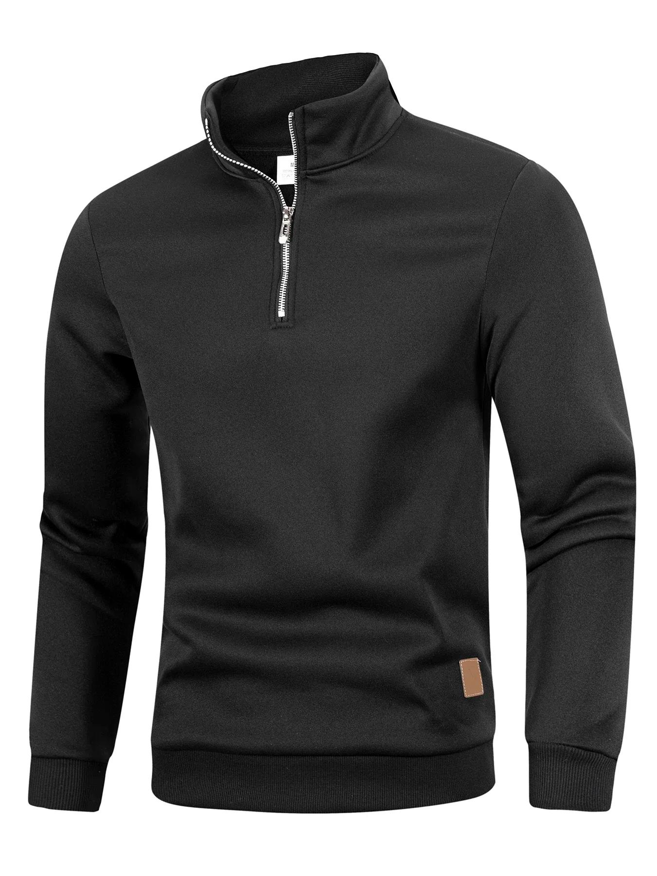Automne hommes pull à fermeture éclair col roulé chandails chauds couleur unie à manches longues mod