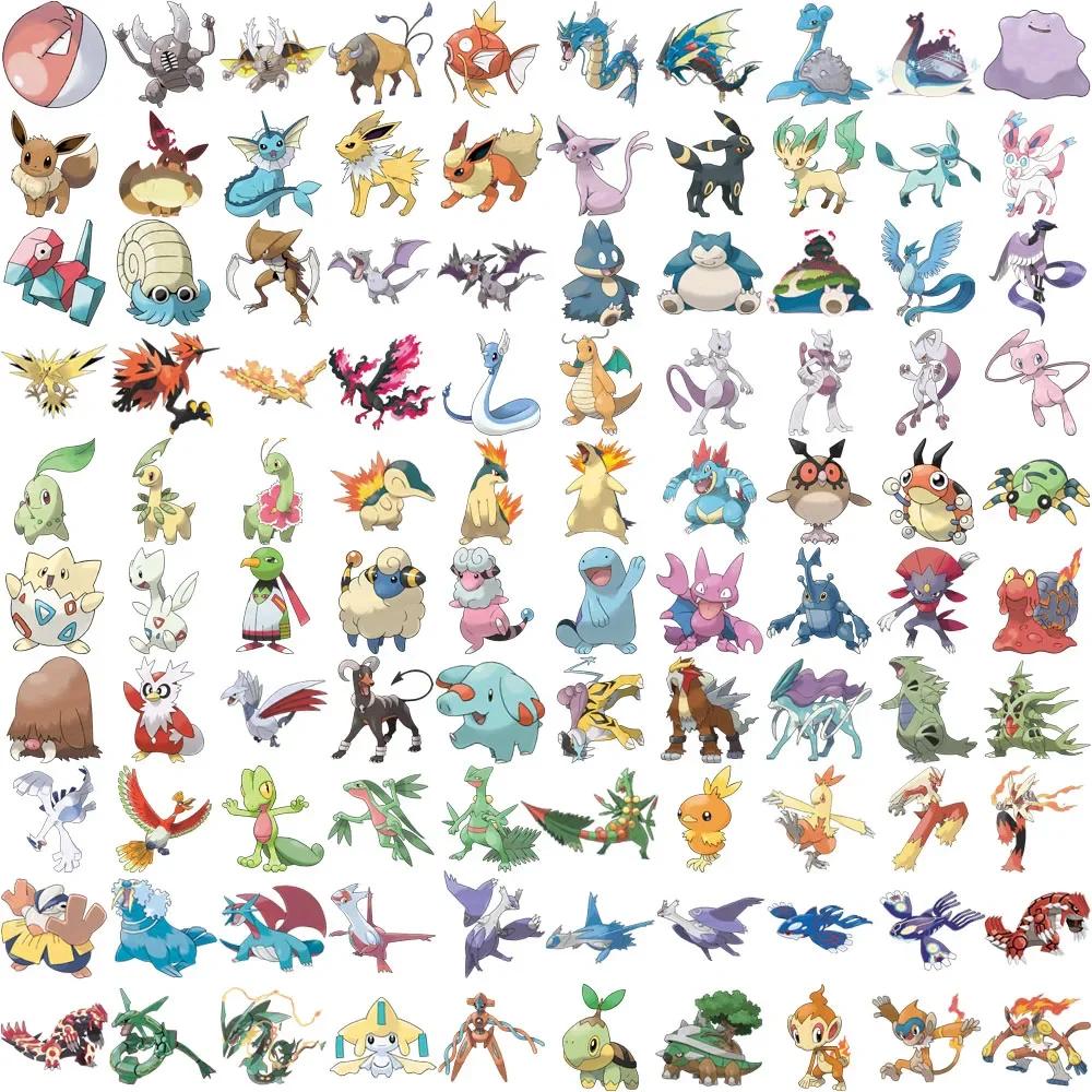 Autocollants Pokemon Pikachu Kawaii, 100/200 pièces, pour ordinateur portable, téléphone, valise, Sk
