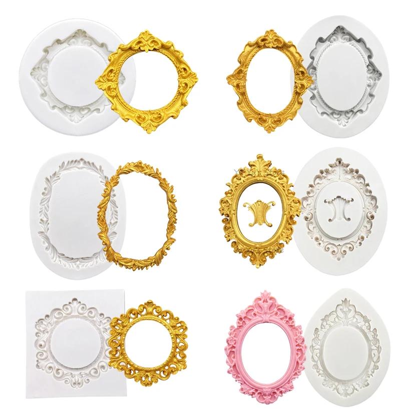 Moule en silicone pour cadre photo et miroir, outils de résine, moule à cupcakes pour sugarcraft, ou