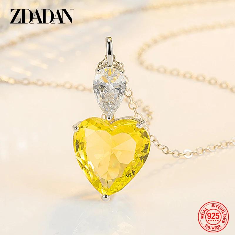 ZDADAN 925 argent rose Zircon collier chaînes pour femmes bijoux de mode