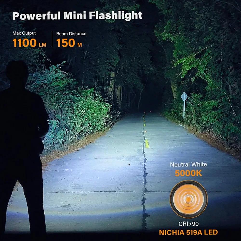 Sofirn SC13 519A 5000K Mini lumière LED puissante LED 1100lm 18350 lampe de poche Rechargeable avec 