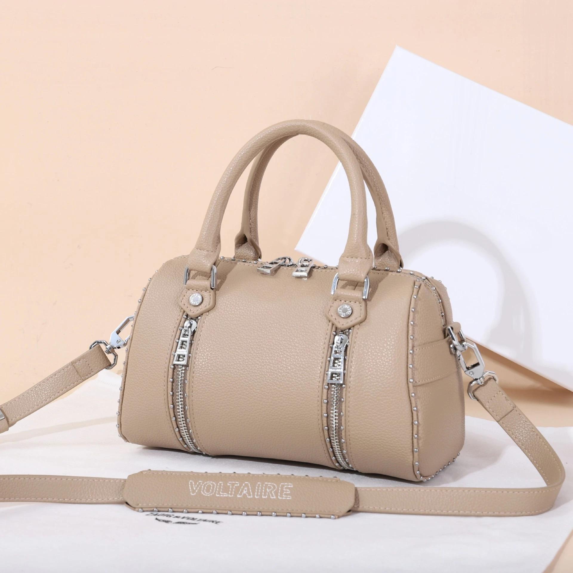 Nouveau style 2026 Sac Boston ZV pour femme - Sac bandoulière à poignée cloutée - Sac oreiller - Ave