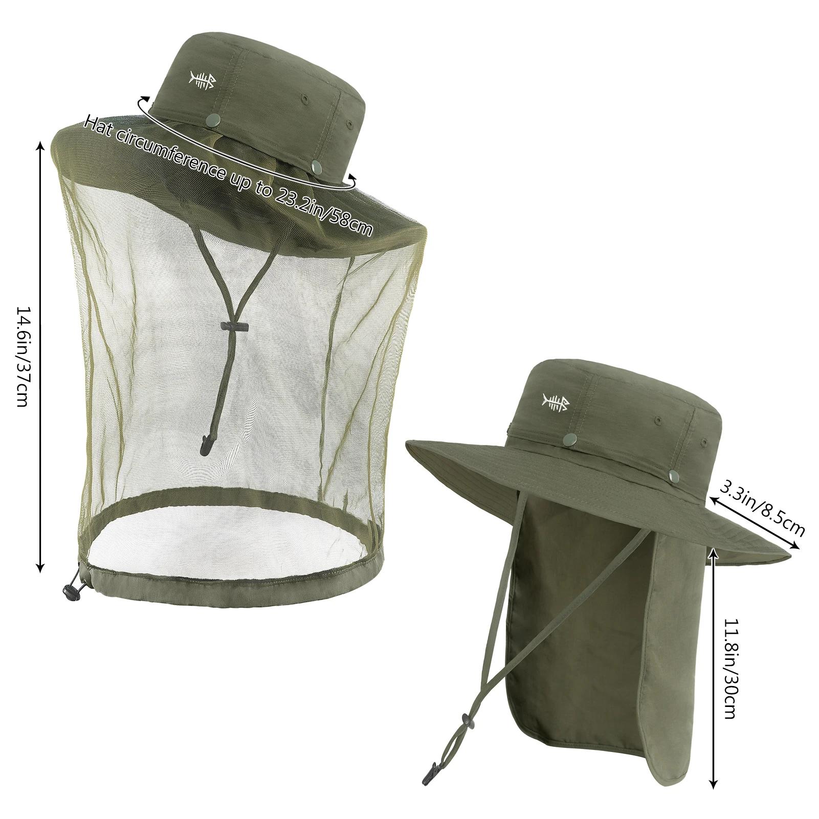 BASSDspatule-Chapeau Anti-Moustiques avec Filet Caché pour Homme et Femme, Rabat de Cou, Pêche en Pl