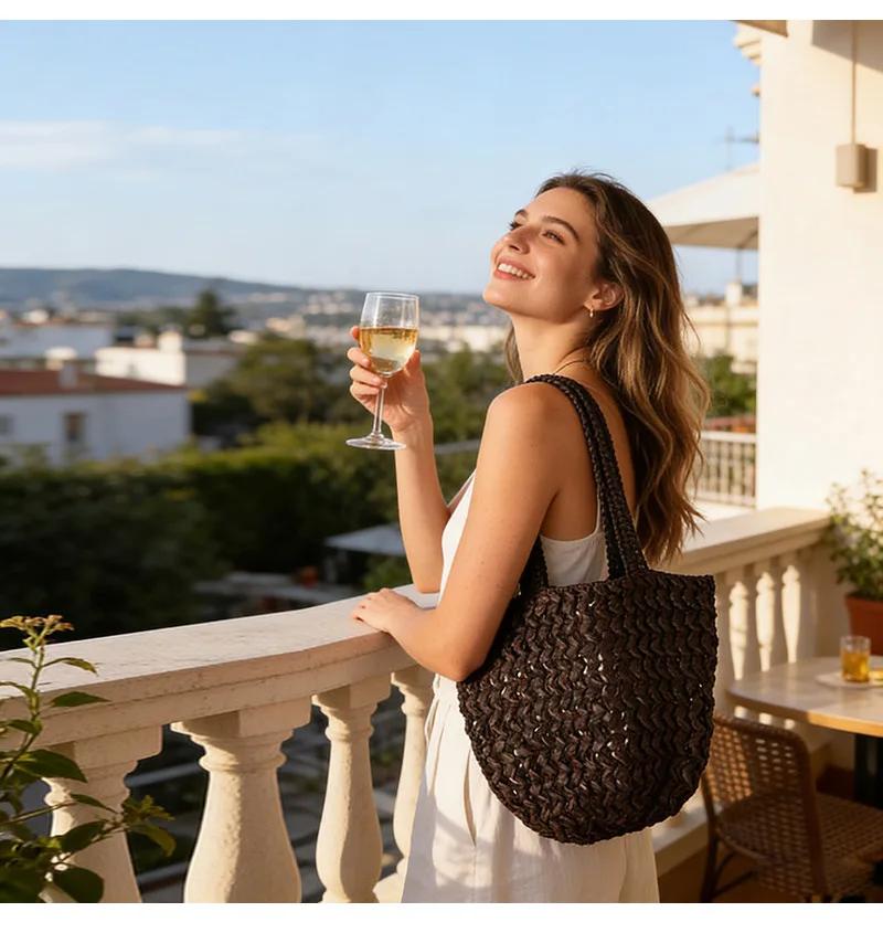 Sac à main pour femme 2026, nouveau sac seau de voyage tissé à la main, grande capacité, sac à bando