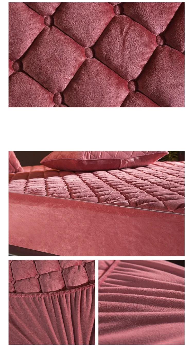 Housse de matelas matelassée épaisse en velours cristal, drap-housse chaud et doux en peluche Queen 