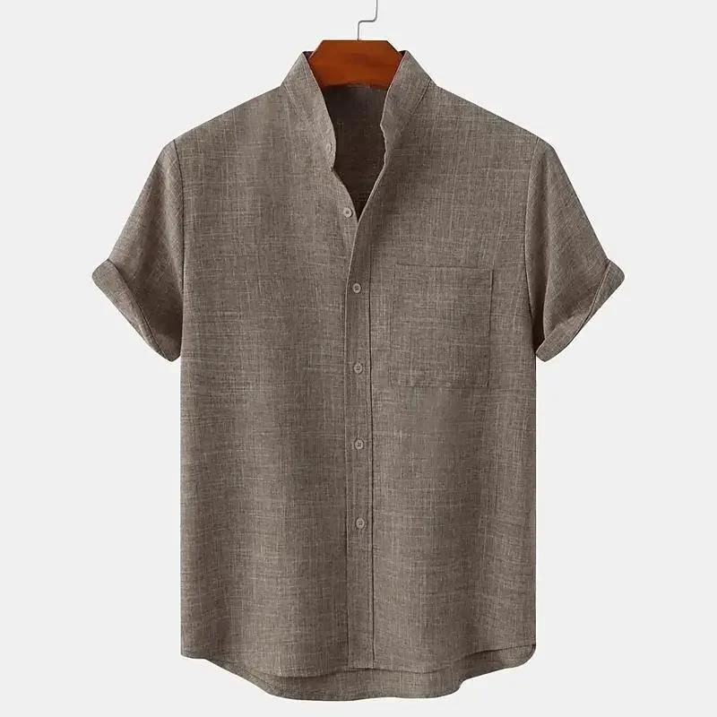 FEGKZLI Chemise en lin 100% coton à manches courtes pour hommes Chemises de plage amples surdimensio